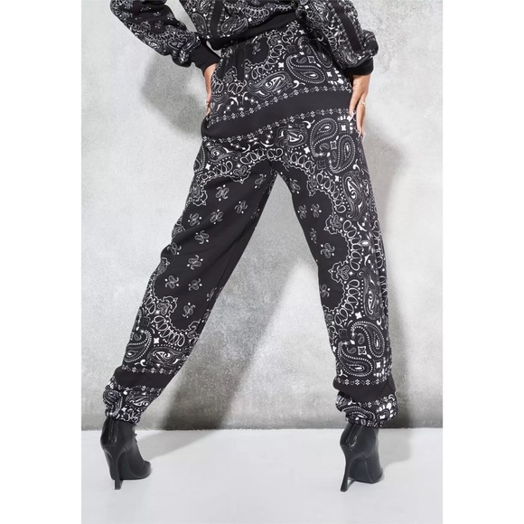 2Pc Cashew Print Zip ⬆️ Jacket W/Baby Blue Strings On Joggers Throw Back Outfit - Picture 6 of 9